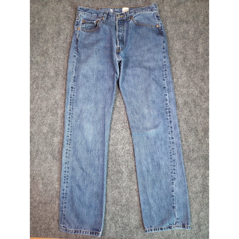Levi's 501 Jeans Mens W33 L34 Blue Straight Leg Button Fly Denim